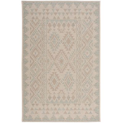 Panama In- & Outdoor Teppich Türkis Beige Orient Flachgewebe