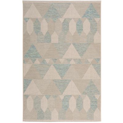 Panama Indoor-Outdoor Teppich Türkis Beige Modern Flachgewebe