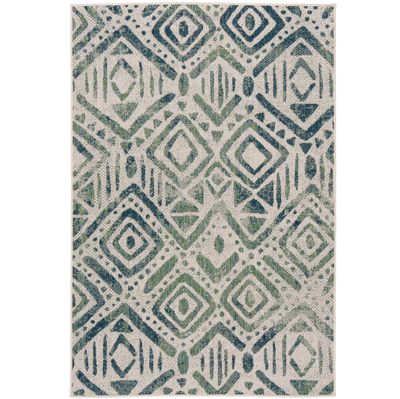 Carpetto In & Outdoor Teppich Grün Ethno Verlauf