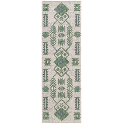 Carpetto In- & Outdoor Teppichläufer Ethno Grün
