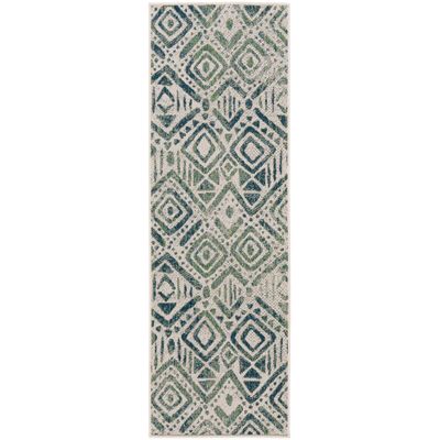 Carpetto In- & Outdoor Teppichläufer Ethno Verlauf Grün