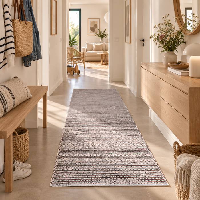 Teppich Läufer Sandy Baumwolle Bunt Modern Handgewebt