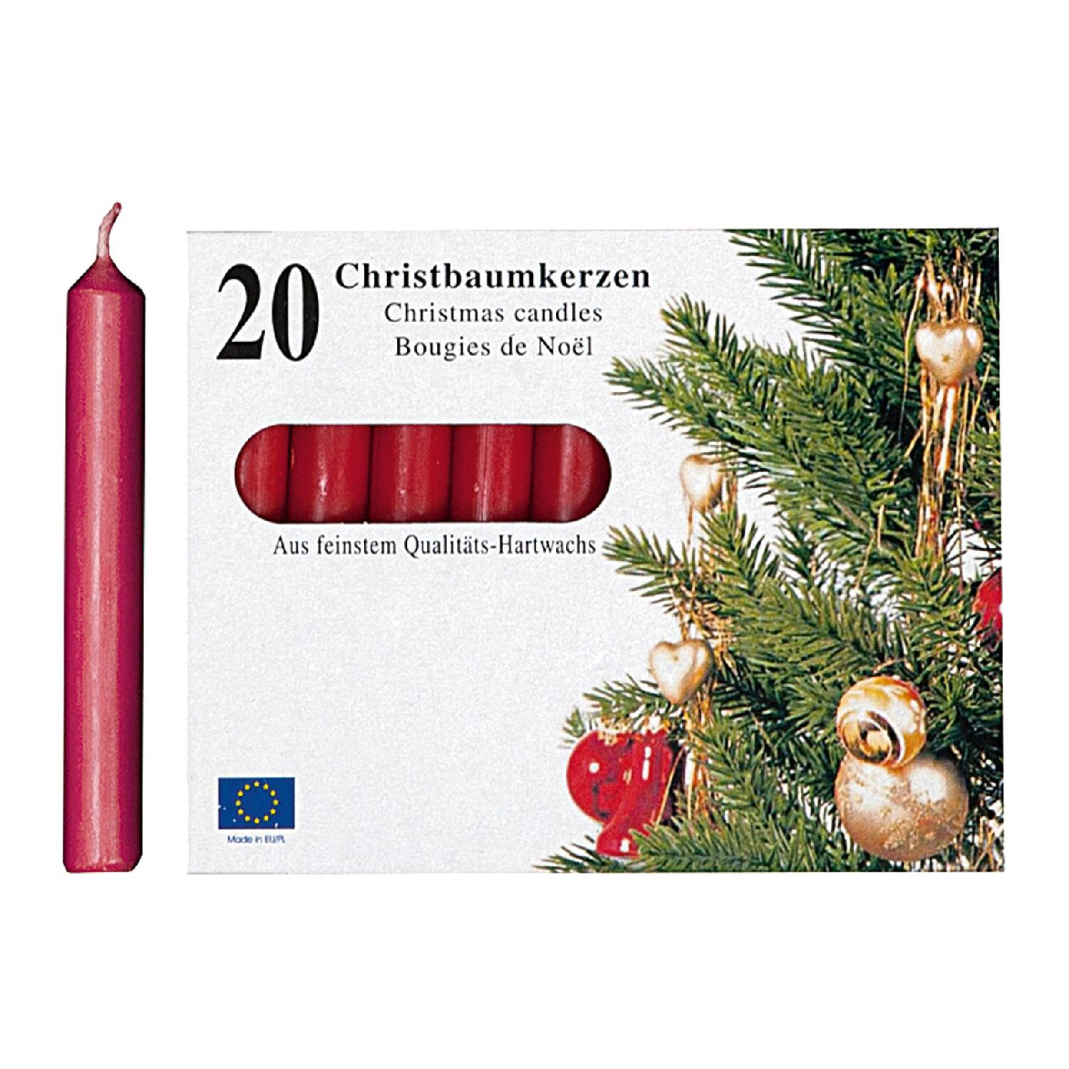 KCB 253 227 10 KCB Candle Christbaum-Kerzen, Ø 1,2 x 10cm, natur (20er Pack)