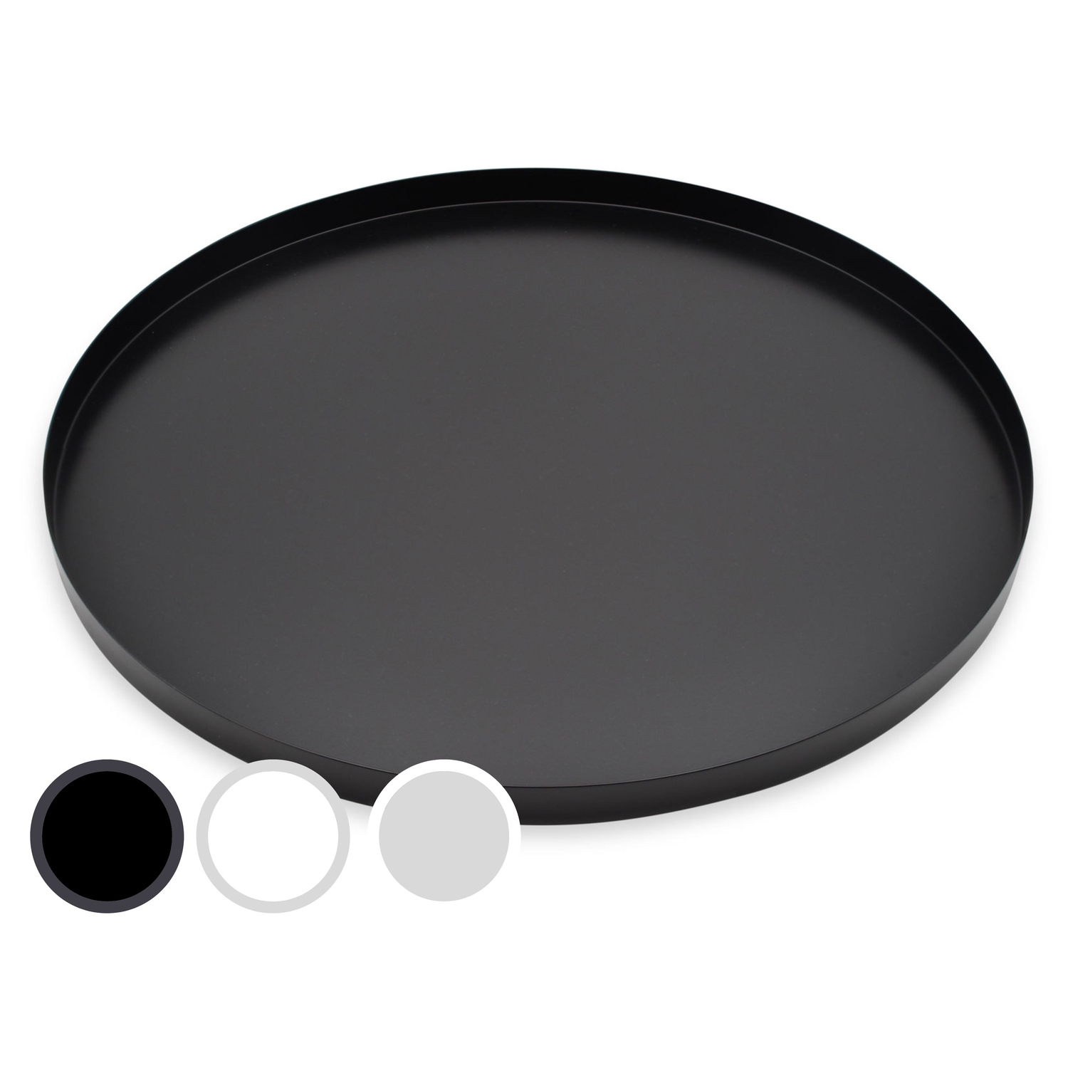 D&D Living Pleto Deko Tablett Rund Ø 40 cm, Design Dekoteller / Dekotablett, Metall, schwarz