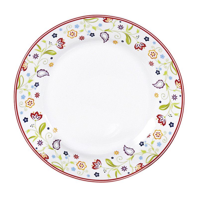 Flirt by R&B 018806 Doppio Shanti Frühstücksteller mit Paisley-Muster, Ø 20cm, Porzellan, weiß