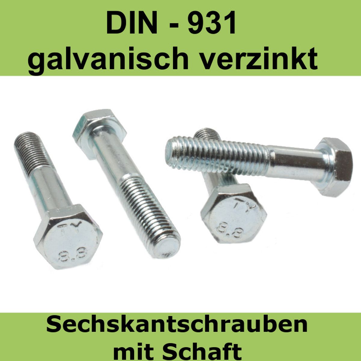 Sechskantschraube mit Schaft - DIN 931 - Güte 10.9 - M16, 1,97