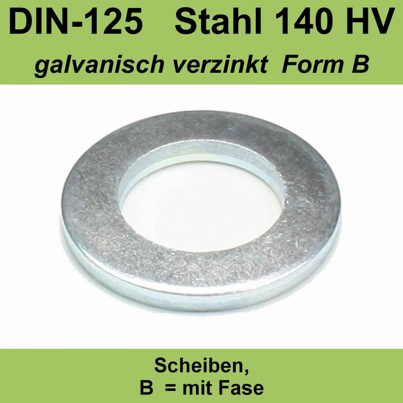 Maßgefertigte DIN125 Flache Unterlegscheiben aus Stahl, Verzinkt, M3-M100, Hohe