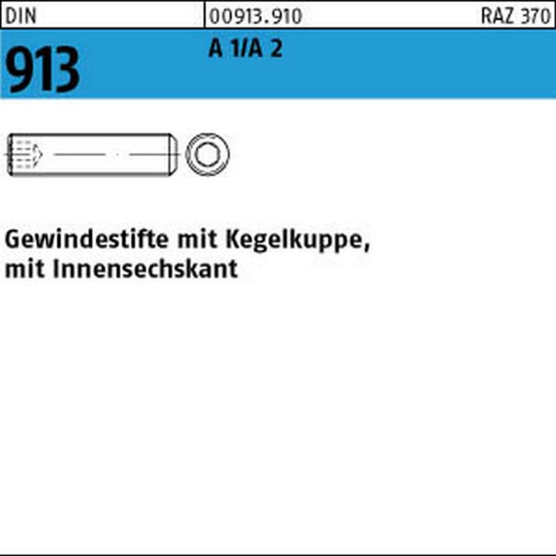 ISO 4029 Gewindestifte mit Ringschneide Innensechskant A 1/A 2 M 8 x 70