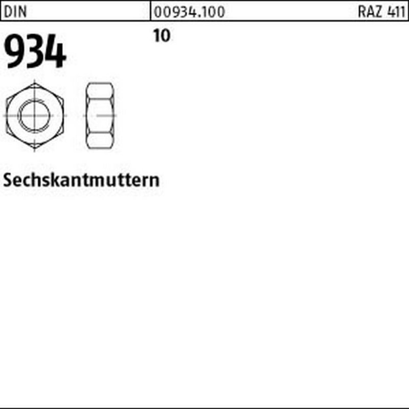 Sechskantmutter Feingewinde blank DIN 934 Kl.8