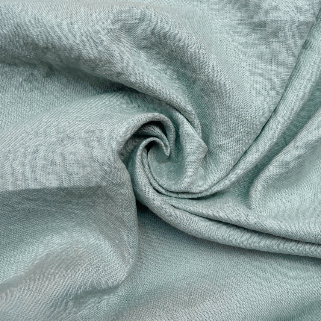 Stonewashed Leinen Webstoff mint, uni-farben