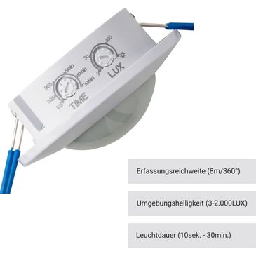 Unterputz IR Bewegungsmelder McPower Flair 160° 750W LED geeignet anth