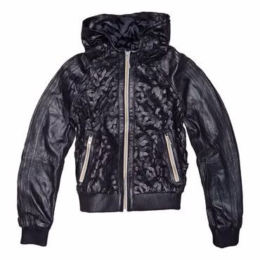 Adidas Originals butterzarte Lamm Leder Jacke feminin mit Blüten Schwarz