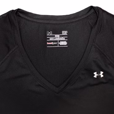 UNDER ARMOUR HEATGEAR DAMEN TRAININGS SHIRT SPORT V-AUSSCHNITT SCHWARZ XS-XL