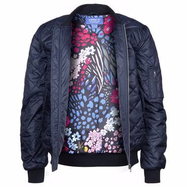 adidas Originals Bomber Jacke Superstar Quilted Übergangsjacke Blau Blumen Futter