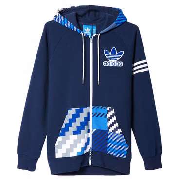 adidas Herren Impossible Plaid Hoody Street Sweatjacke Kapuzenjacker AY8649 Blau