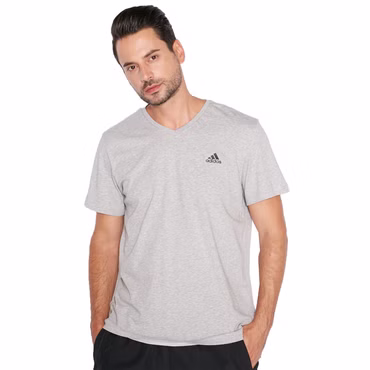 adidas Performance ESS V-Neck Tee Herren Shirt Sport Essential V Ausschnitt Grau