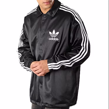 adidas Originals Satin Coach Jacke Ttack Top Glanzjacke Chile Schwarz DV1617 