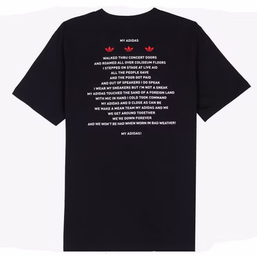 adidas Originals Run DMC Photo Tee Song "my adidas" Shirt Hip Hop New York Black