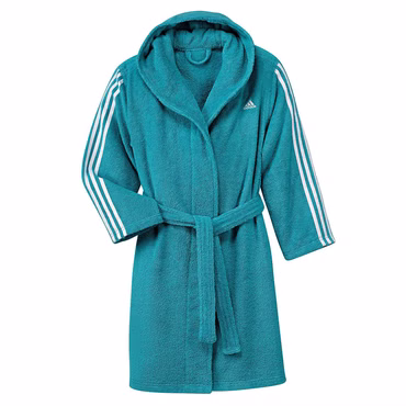 adidas Performance ESS Bathrobe 3 Stripes Kinder Bademantel hochwertig Petrol Blau