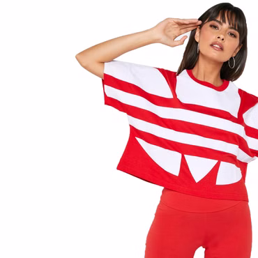 adidas Originals Large Logo Trefoil Tee Oversize Crop Shirt Rot