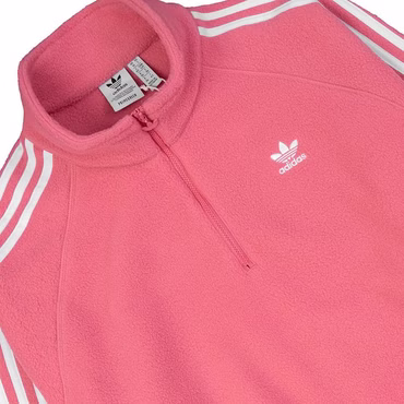 Adidas Originals Half Zip Polar Fleece Winter Pullover Trefoil Sweatshirt Rosa