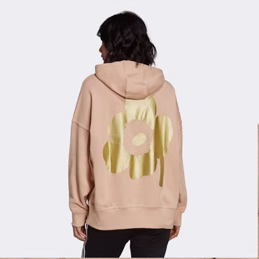 adidas X Marimekko Boyfriend Hoodie Oversize Kapuzenpullover Flower Beige Gold