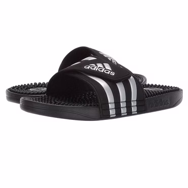 adidas Adilette Badeschuhe Badelatschen Adissage Klettverschluss Schwarz Silber