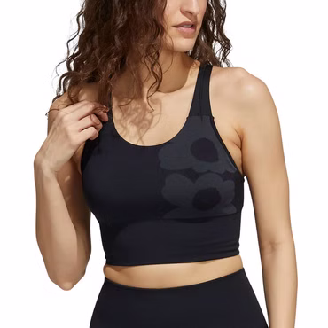 Adidas X Marimekko Aeroknit Sport Long Line Bra Fitness Top Gym Soft Cups
