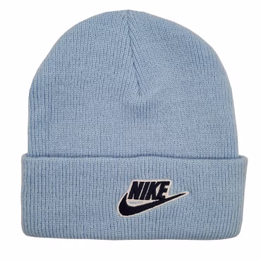 NIKE Baby Kinder Logo Beanie Winter Mütze Feinstrick Woolie Jungen warm Hellblau