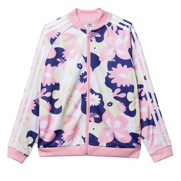 adidas Originals Kinder Flower Superstar TT Track Top Sportjacke Jacke Rosa Lime