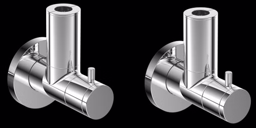 2er Set Design Eckventil mit Schmutzfilter und keramischen Dichtungen ANGVAL-F-CP 1/2 x 10mm