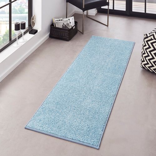 Kräuselverlours Velours Teppich 80 x 200 cm Pure Uni Blau HF-5