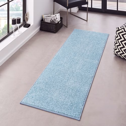 Kräuselverlours Velours Teppich 80 x 200 cm Pure Uni Blau HF-5