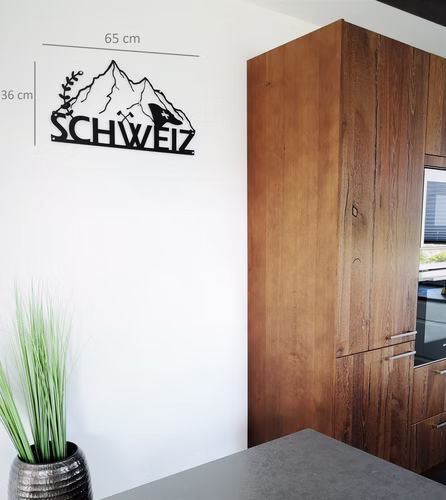 Design 3D Wandbild 34 x 65 cm Schweiz Gebirge Flagge Switzerland Metallbild Wanddeko Archtwain Studio Design Industrie Look MD-118