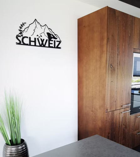 Design 3D Wandbild 34 x 65 cm Schweiz Gebirge Flagge Switzerland Metallbild Wanddeko Archtwain Studio Design Industrie Look MD-118