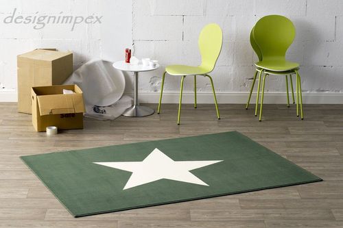 Trend Teppich Stern Grün Creme 140 x 200 cm CM-9