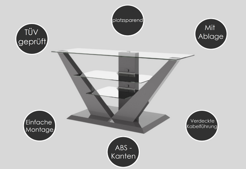 Design TV Schrank HL-111 Hochglanz Glas LED TV Möbel TV Rack TV Ständer Fernsehtisch