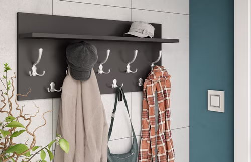 Design Garderobe Garderobenpaneel 90 x 40 cm mit Hutablage Kleiderhaken Finlo