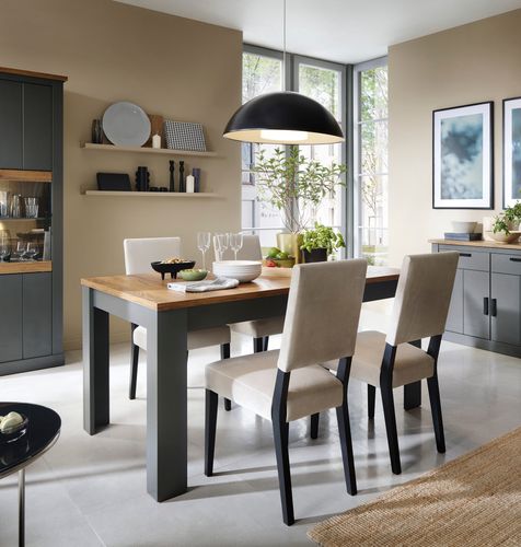 Design Esstisch WM-444 Amaretto Eiche Hudson - Anthrazit ausziehbar