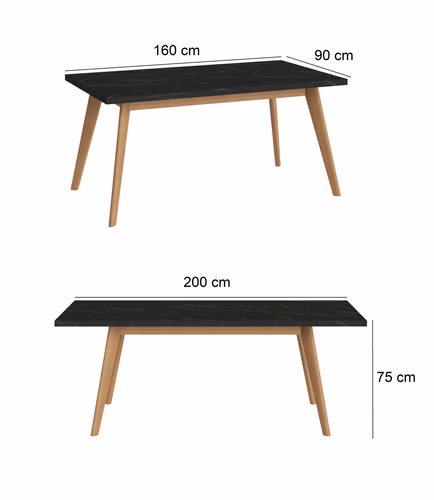 Design Esstisch WM-200 San Sebastian Marmoroptik - Eiche ausziehbar