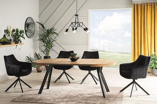 Design Esstisch GS-999 rund Echtholzfurnier ausziehbar Esszimmer