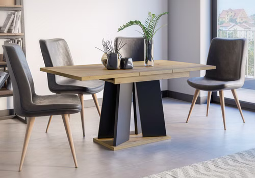 Design Esstisch PA-777 Eiche Artisan Schwarz matt ausziehbar Esszimmer