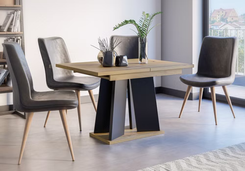 Design Esstisch PA-777 Eiche Artisan Schwarz matt ausziehbar Esszimmer