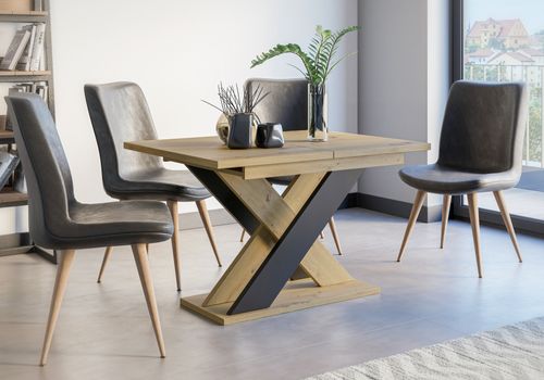 Design Esstisch PA-999 Eiche Artisan Schwarz matt ausziehbar Esszimmer