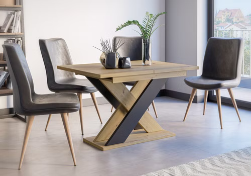 Design Esstisch PA-999 Eiche Artisan Schwarz matt ausziehbar Esszimmer