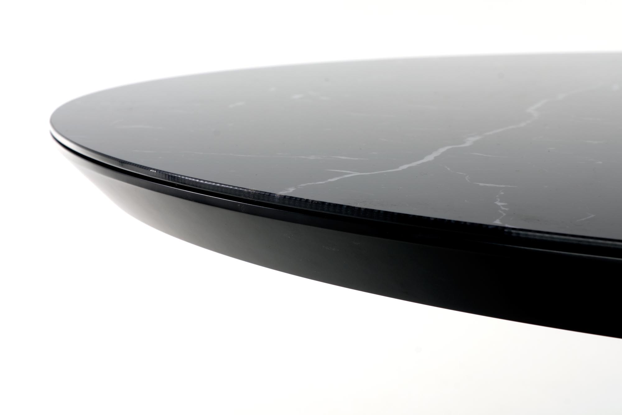 Design Esstisch rund HA-500 Glasplatte Marmor Schwarz ausziehbar Glas