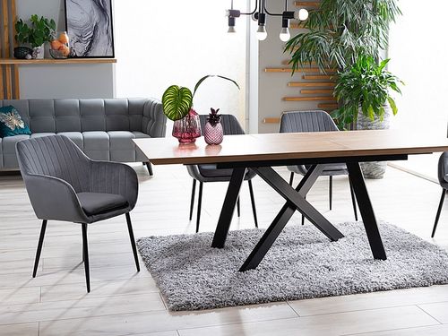 Design Esstisch GC-111 Eiche - Schwarz matt ausziehbar Esszimmer