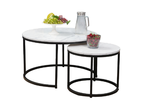 Design 2er Set Couchtisch GD-111 rund Tisch Wohnzimmertisch