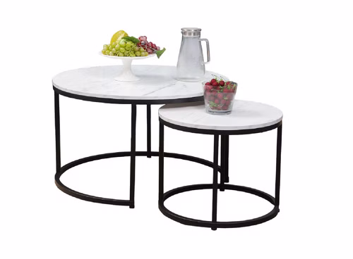 Design 2er Set Couchtisch GD-111 rund Tisch Wohnzimmertisch