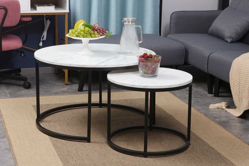 Design 2er Set Couchtisch GD-111 rund Tisch Wohnzimmertisch